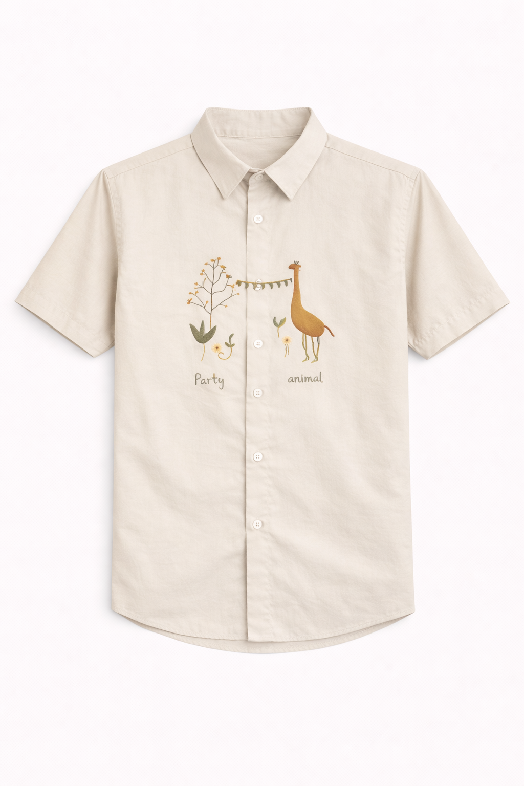 Men's Premium Embroidered Short Sleeve Shirt - Party Animal Design