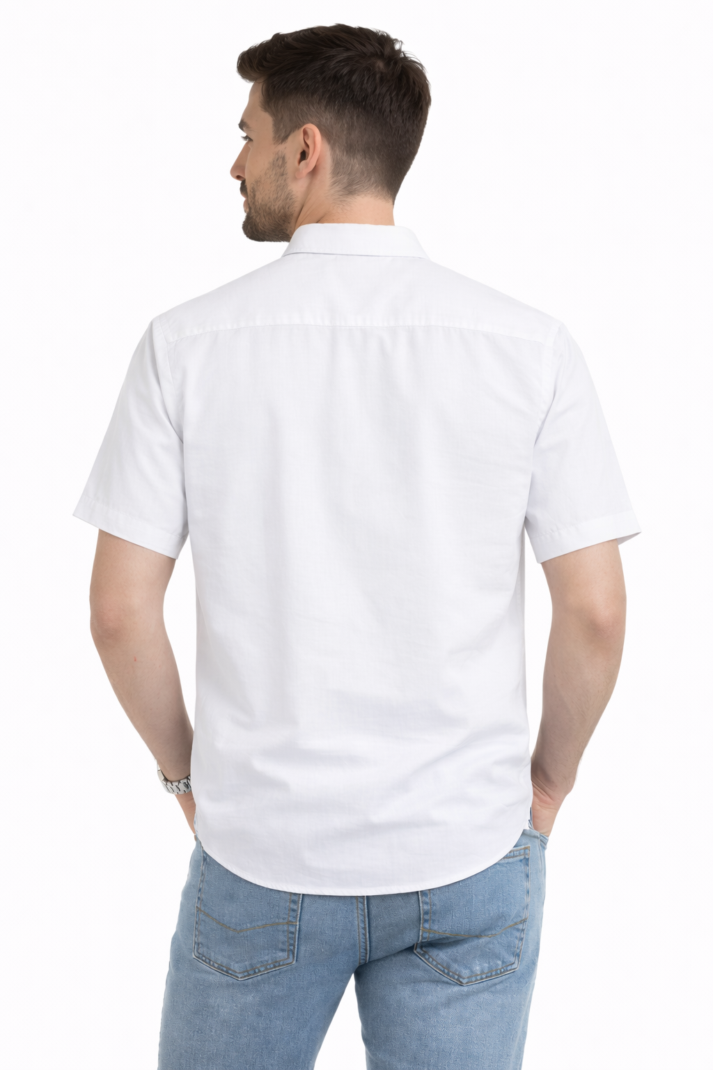 Men's Premium Embroidered Short Sleeve Shirt - Party Animal Design (White)